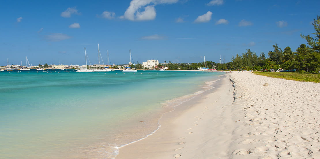 The white sands of Pebbles Beach near Bridgetown, Barbados